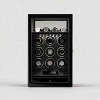 Ashgrove fingerprint watch winder, straight-on front view showing LCD touchscreen and fingerprint lock