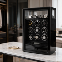 Ashgrove fingerprint watch winder displayed on a marble console table in an elegant dressing room