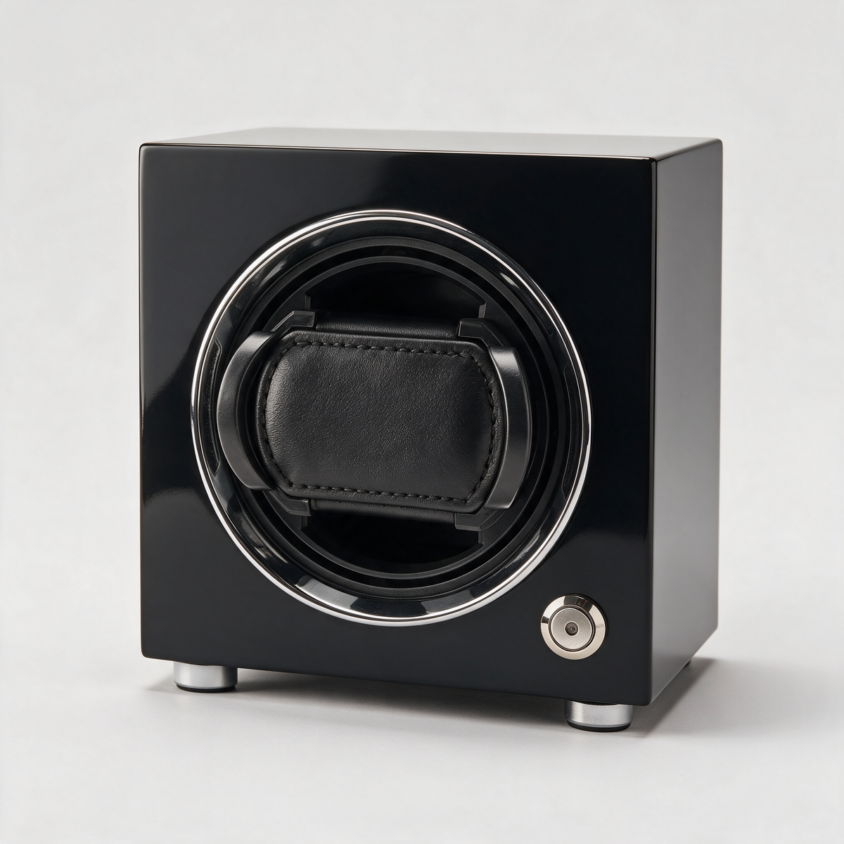 Faelan single watch winder, Shadow Black finish, three-quarter view