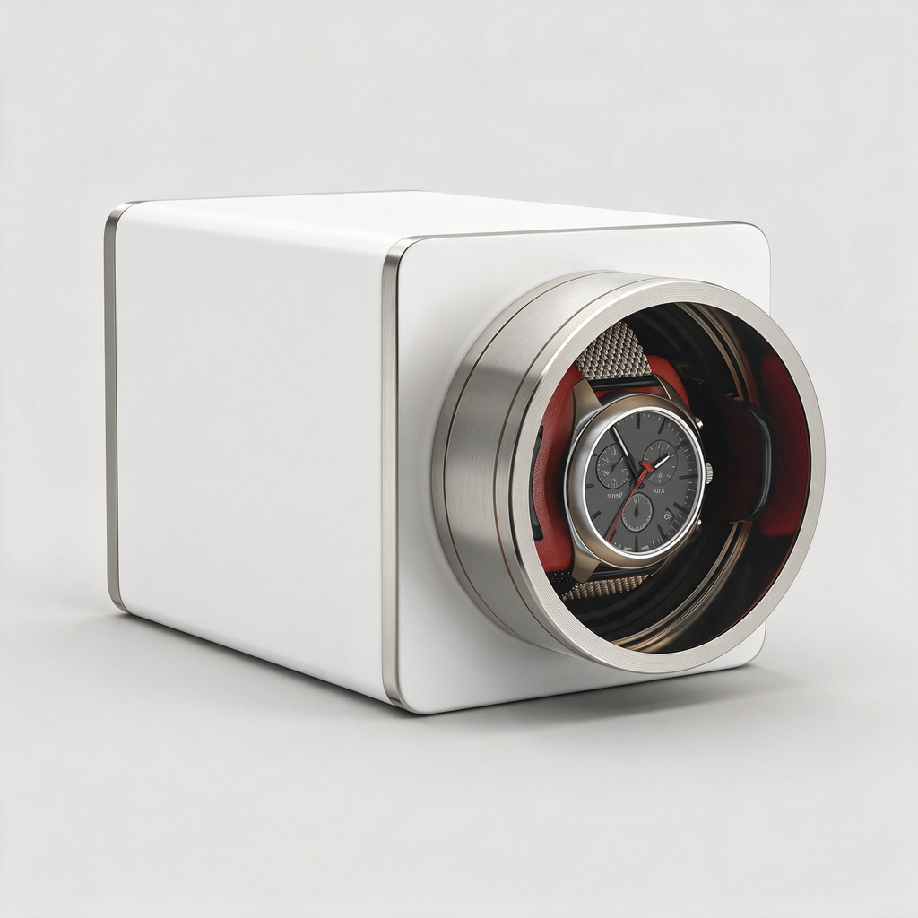 Corvane travel watch winder - three-quarter angle view