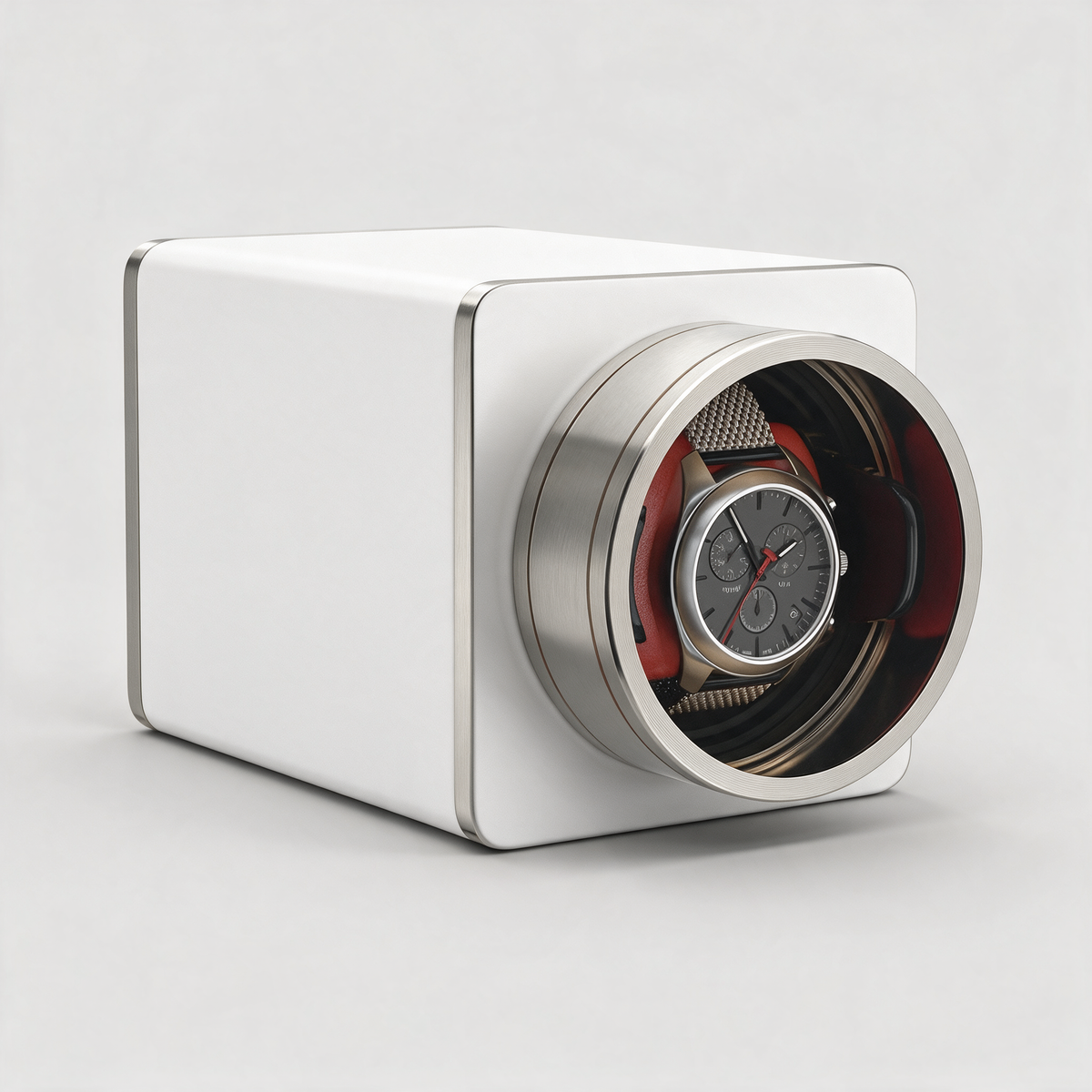 Corvane travel watch winder - three-quarter angle view