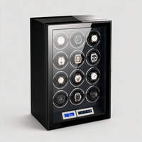 Ombric 12-slot carbon-fibre watch winder cabinet, three-quarter angle view