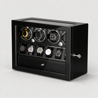 Brennic 4-winder 6-display watch showcase, three-quarter view
