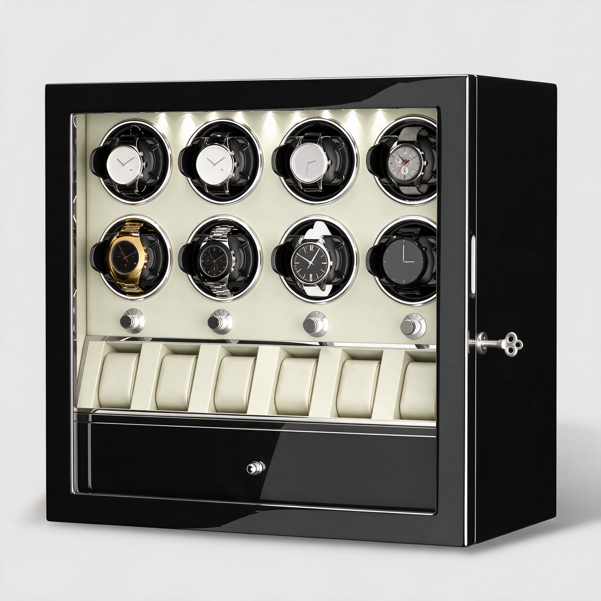 Mervane 8-winder watch cabinet - White interior
