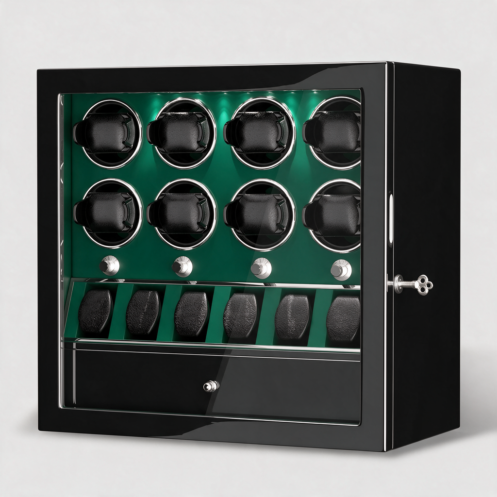 Mervane 8-winder watch cabinet - Green interior
