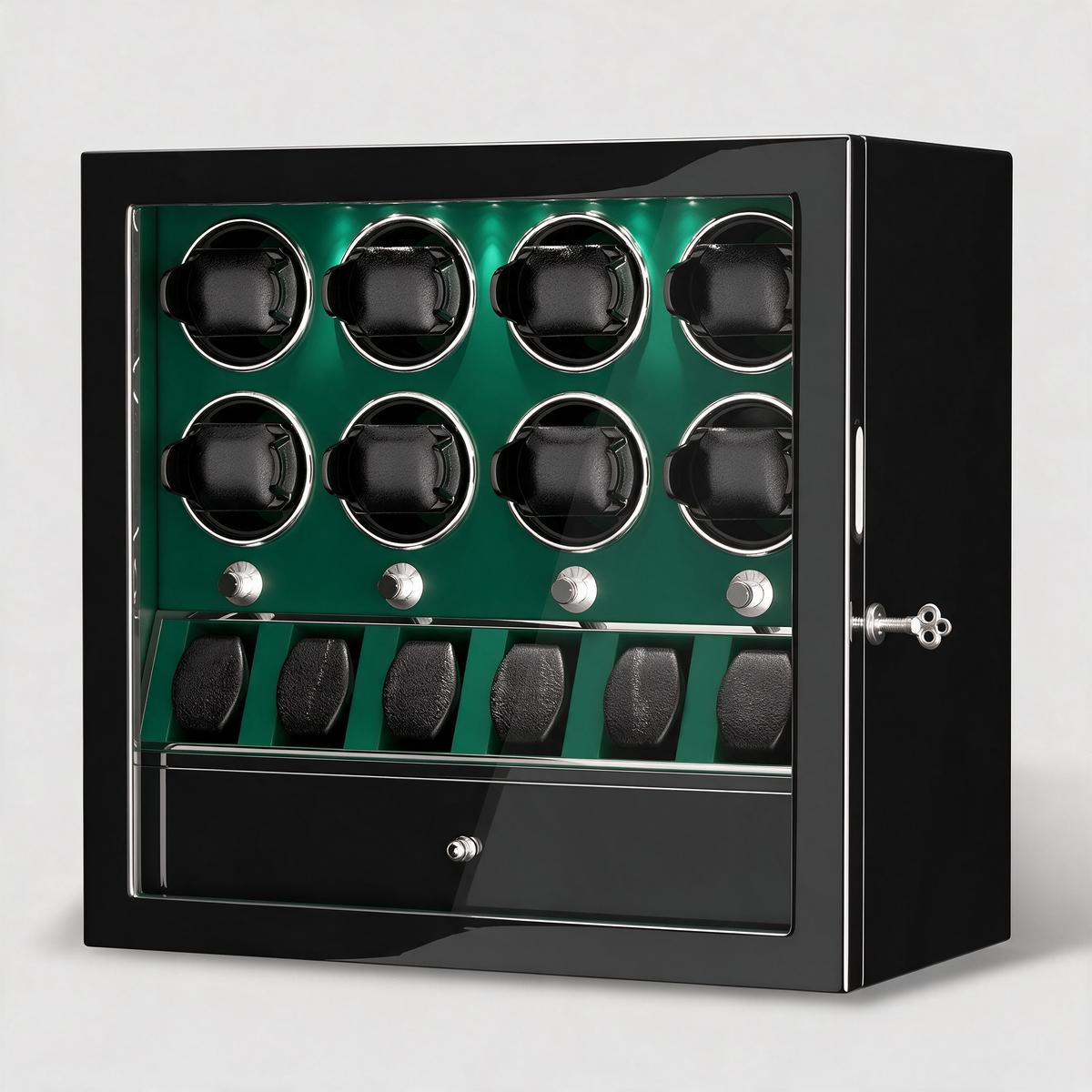 Mervane 8-winder watch cabinet - Green interior