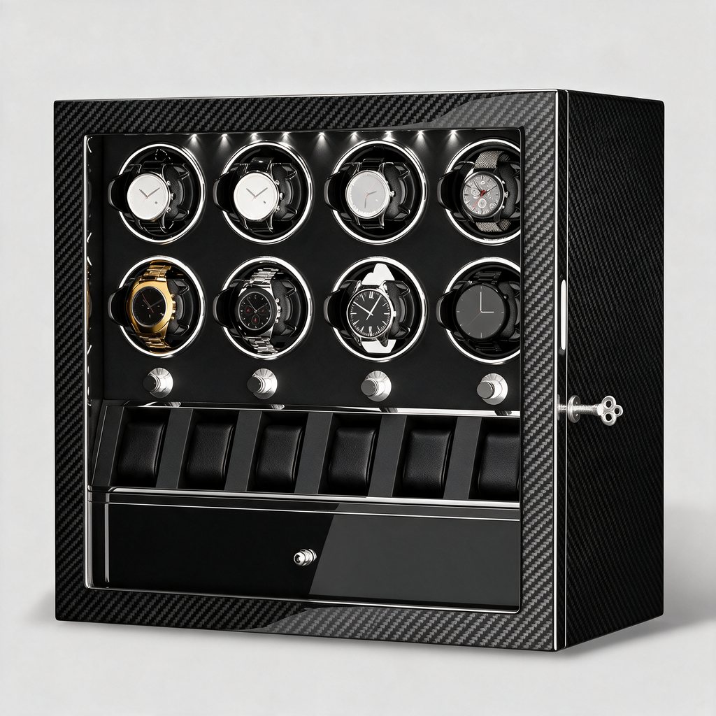 Mervane 8-winder watch cabinet - Carbon fiber finish