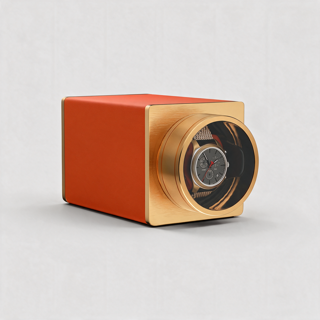 Aurelis single watch winder - Sunkist Orange